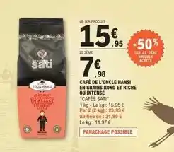 E.Leclerc Sati - cafe de l'oncle hansi en grains rond et riche ou intense offre
