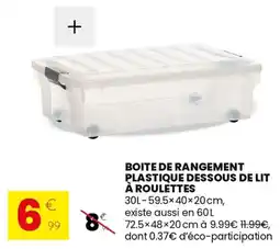 Stokomani Boite de rangement plastique dessous de lit à roulettes offre