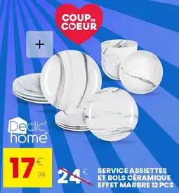 Stokomani Service assiettes et bols céramique effet marbre 12 pcs offre