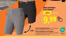 Lidl Short technique 2 en 1 homme offre