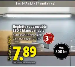 Lidl Réglette sous meuble led à blanc variable offre