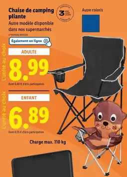 Lidl Chaise de camping pliante adulte offre