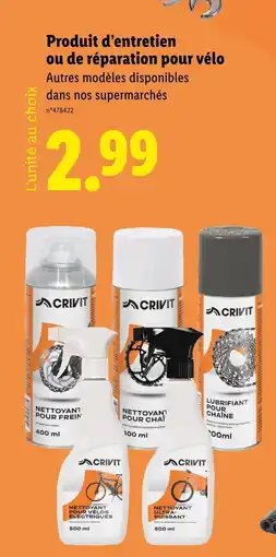 Lidl Crivit Produit d’entretien ou de réparation pour vélo offre