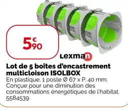 Weldom Lexman Lot de 5 boîtes d'encastrement multicloison ISOLBOX offre