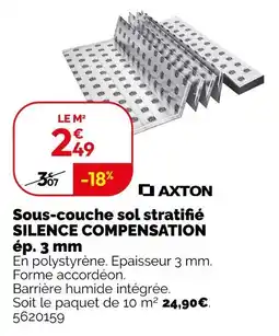 Weldom AXTON Sous-couche sol stratifié SILENCE COMPENSATION ép. 3 mm offre