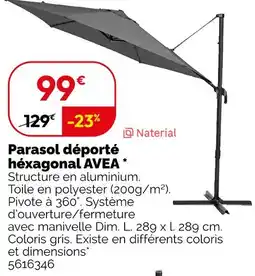 Weldom Parasol déporté hexagonal AVEA offre