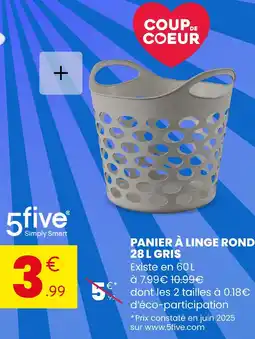 Stokomani 5FIVE Panier à linge rond 60 l gris offre