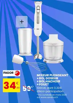 Stokomani FAGOR Mixeur plongeant + bol doseur + bol hachoir + fouet offre
