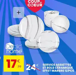 Stokomani DECLIC HOME Service assiettes et bols céramique effet marbre 12 pcs offre