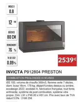 Copra Invicta - p912804 preston poêle à bois box offre