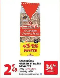 Auchan Supermarché Menguy's - cacahuètes grillées et salees offre