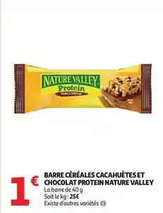Auchan Supermarché Nature valley - barre céréales cacahuètes et chocolat protein offre