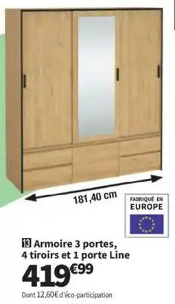 Conforama Armoire 3 portes, 4 tiroirs et 1 porte Line offre