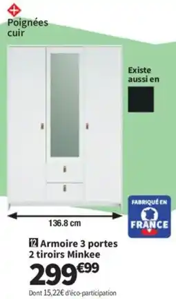 Conforama Armoire 3 portes 2 tiroirs Minkee offre
