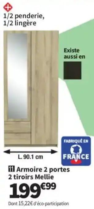 Conforama Armoire 2 portes 2 tiroirs Mellie offre