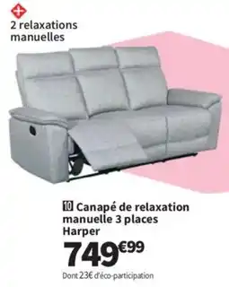 Conforama Canapé de relaxation manuelle 3 places harper offre