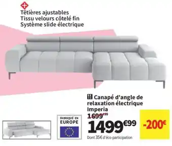 Conforama Canapé d'angle de relaxation électrique imperia offre