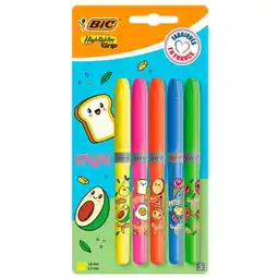 Carrefour BIC 5 surligneurs Fluo Kawai offre