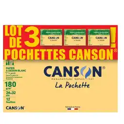 Carrefour CANSON 3 pochettes de 12 feuilles de papier dessin offre