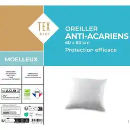 Carrefour TEX HOME L'oreiller anti-acariens offre