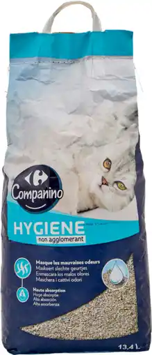 Carrefour CARREFOUR COMPANINO Litière hygiène Non Agglomerante offre