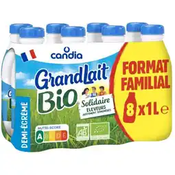 Carrefour Market CANDIA GRANDLAIT Lait U.H.T. demi-écrémé Bio Format Familial offre