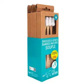 Carrefour Market FEEL NATURAL Brosses à dents Bambou Naturel offre