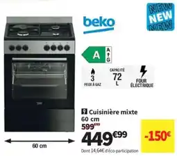 Conforama Beko Cuisinière mixte offre