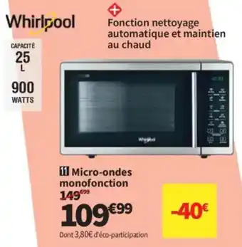 Conforama Whirlpool Micro-ondes monofonction offre