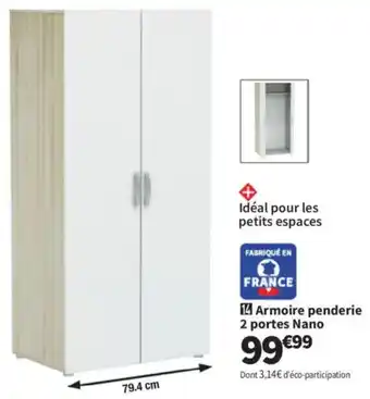 Conforama Armoire penderie 2 portes Nano offre