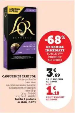 Hyper U Capsules de cafe l'or offre