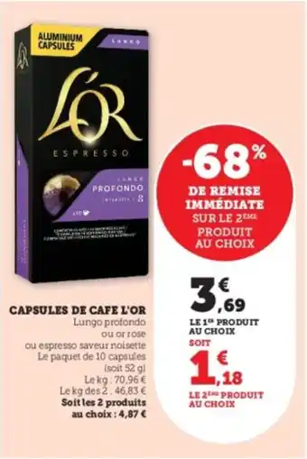 Hyper U Capsules de cafe l'or offre