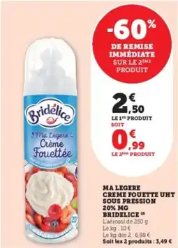 Hyper U Ma legere creme fouette uht sous pression 20% mg bridelice offre