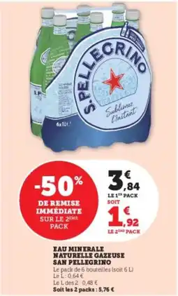 Hyper U Eau minerale naturelle gazeuse san pellegrino offre