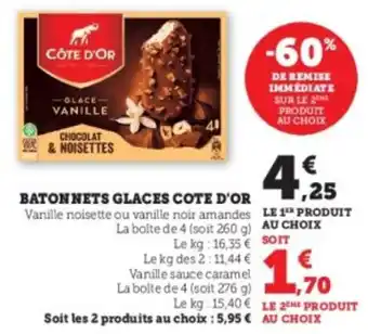 Hyper U Batonnets glaces cote d'or offre