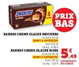 Hyper U Barres creme glacee snickers / barres creme glacee mars offre