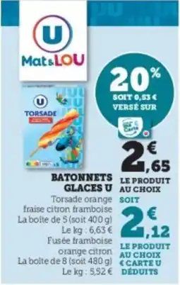 Hyper U Batonnets glaces u offre