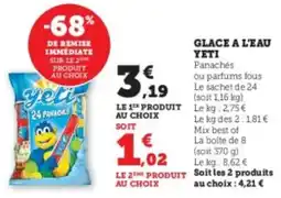 Hyper U Glace a l'eau yeti offre
