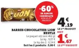 Hyper U Barres chocolatees lion nestle offre