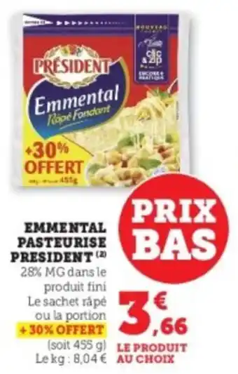 Hyper U Emmental pasteurise president offre
