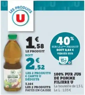 Hyper U 100% pur jus de pomme filiere u offre