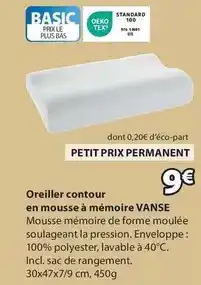 JYSK Oreiller contour en mousse à mémoire vanse offre