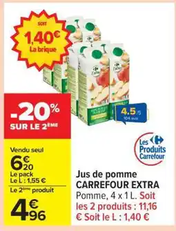 Carrefour Jus de pomme CARREFOUR EXTRA offre