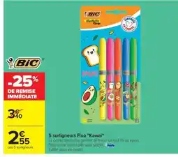 Carrefour 5 surligneurs Fluo Kawaii offre
