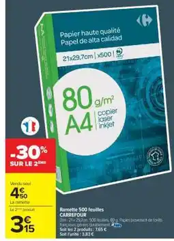 Carrefour RAMETTE 500 FEUILLES offre