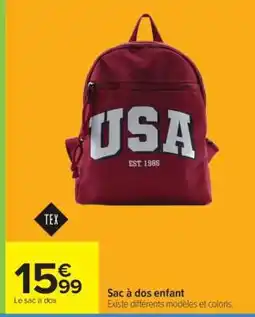 Carrefour Sac à dos enfant offre
