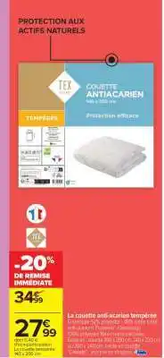 Carrefour Couette Anti-acarien Tempérée offre