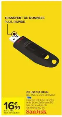 Carrefour Clé USB 3.0 128 Go offre