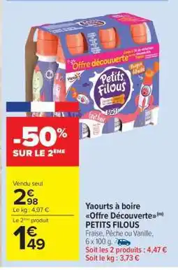 Carrefour Market Yaourts à boire Offre Découverte PETITS FILOUS offre