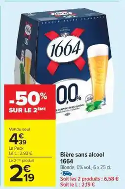 Carrefour Market BIÈRE SANS ALCOOL 1664 offre